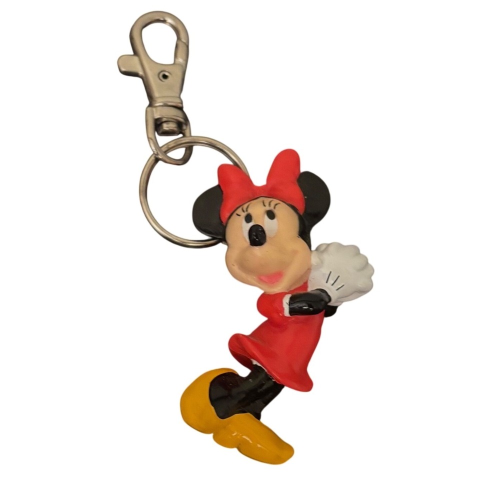 Disney Minnie Mouse 3D Figural Keychain or Bag Charm | 4" | Lobster Claw